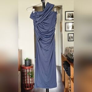 Zara Blue Ruched Two Piece One Shoulder & Skirt Set